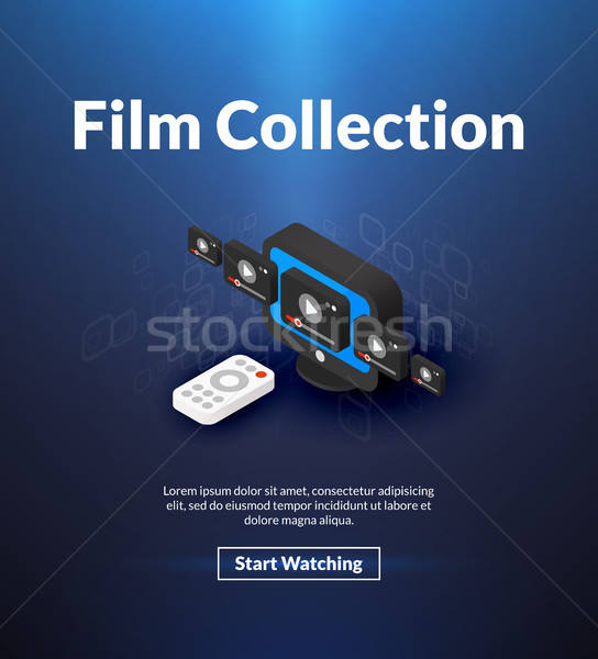Film collection poster of isometric color design Stock photo © sidmay