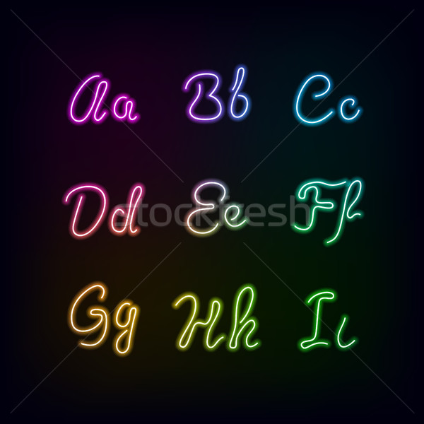 Neon rainbow color glow alphabet. Stock photo © sidmay