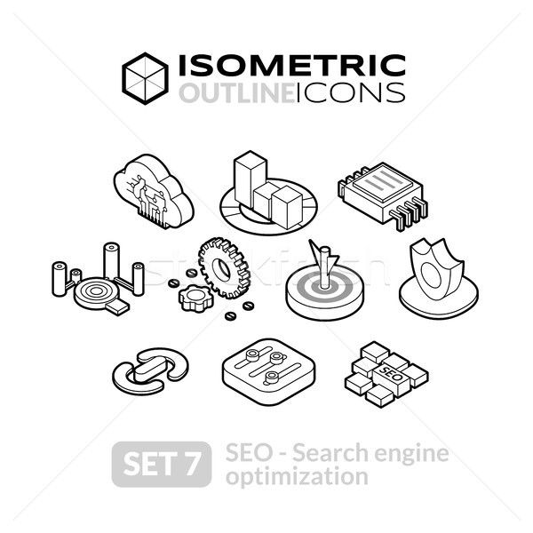 Isometric outline icons set 7 Stock photo © sidmay