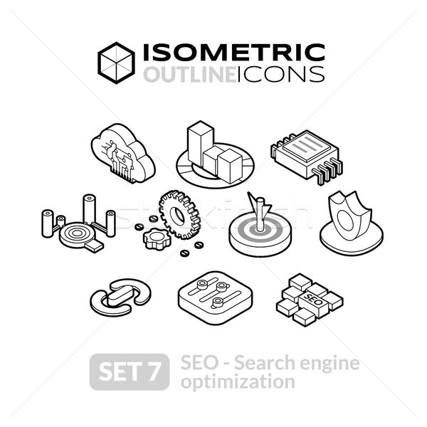 Isometrica contorno icone 3D pittogrammi Foto d'archivio © sidmay