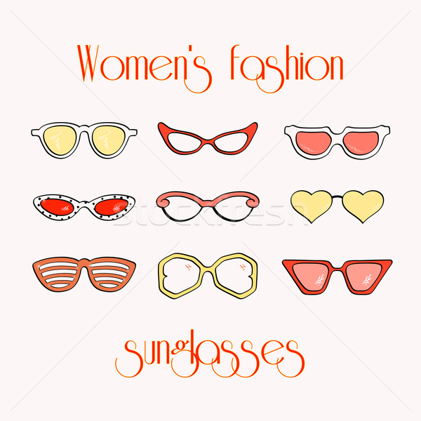 Women fashion isolated sunglasses set Stock photo © sidmay