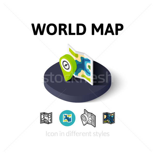 World map icon in different style Stock photo © sidmay
