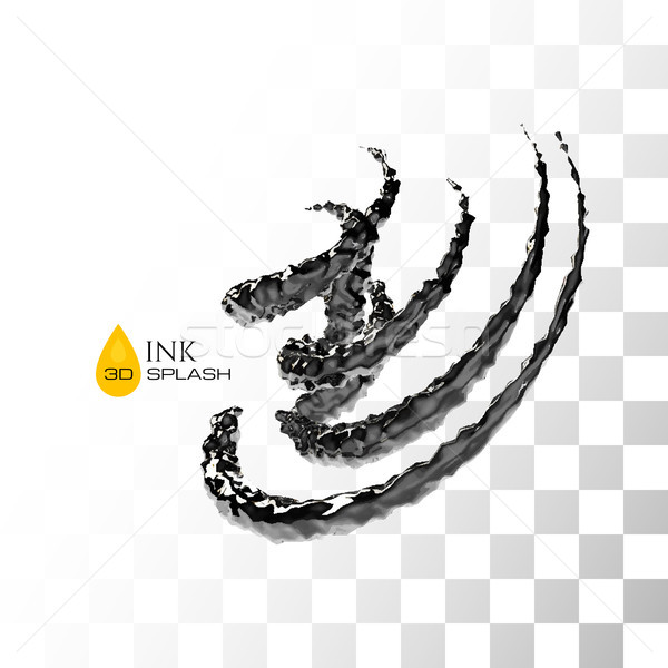 Black 3D ink or oil splash isolated on white Stock photo © sidmay