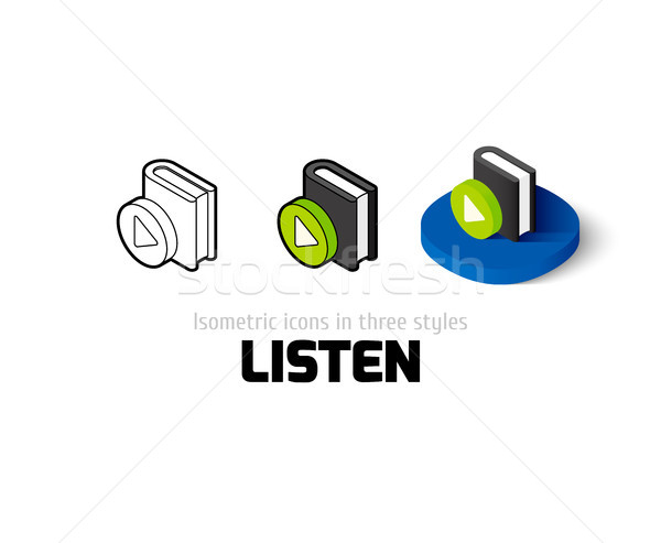 Stockfoto: Luisteren · icon · verschillend · stijl · vector · symbool