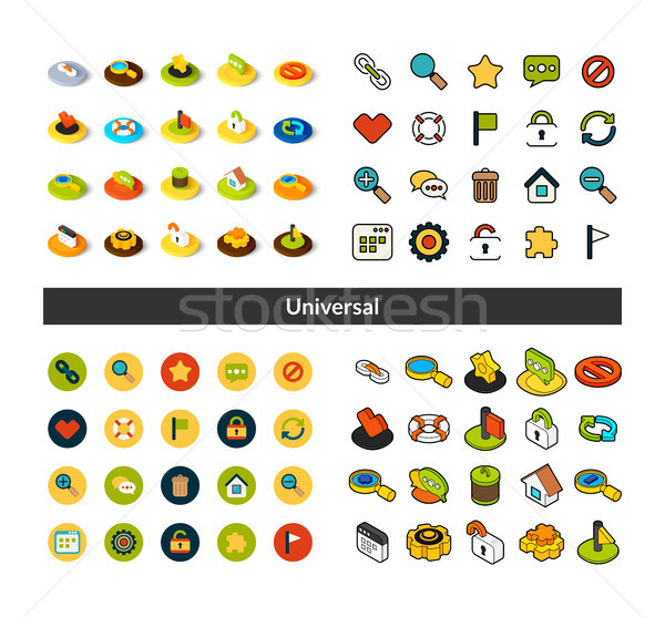 Szett ikonok különböző stílus izometrikus színes Stock fotó © sidmay