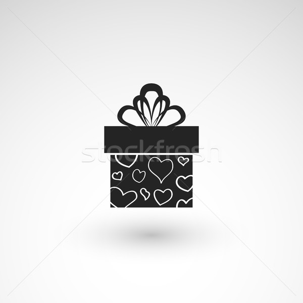 Gift box icon with ribbon, wrapping pattern design Stock photo © sidmay