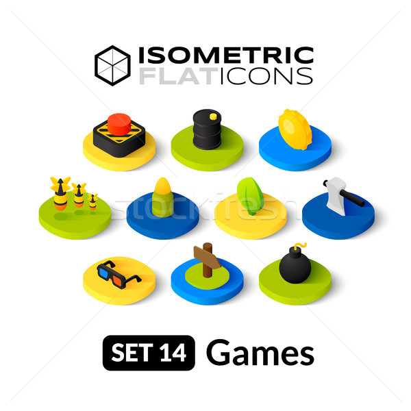 Isométrica 14 ícones 3D pictogramas Foto stock © sidmay