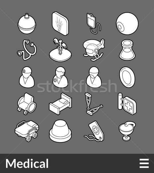 Isometric outline icons set Stock photo © sidmay