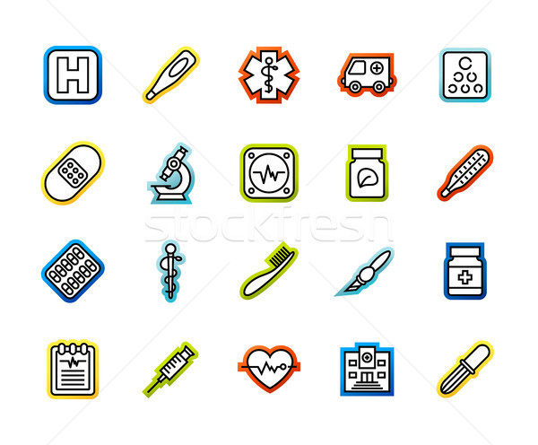 Stock photo: Outline icons thin flat design, modern line stroke style