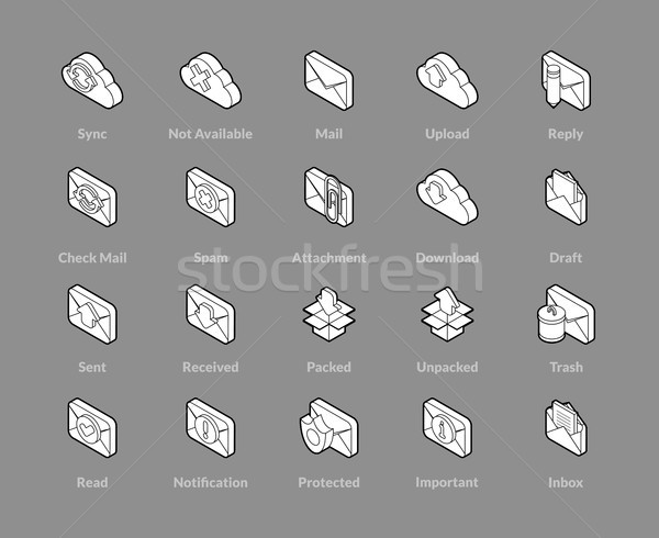 Isometrische schets iconen 3D pictogrammen Stockfoto © sidmay