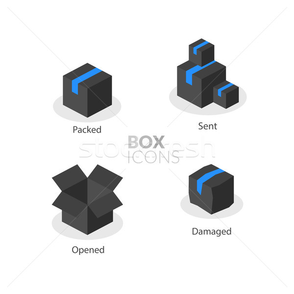 Stock photo: Box logo template, flat icons set