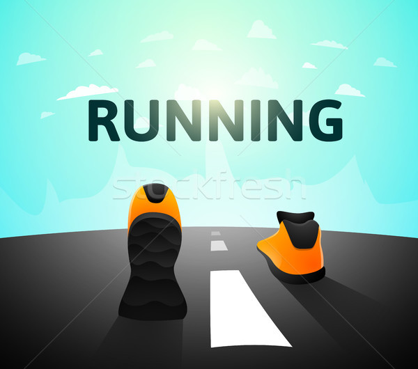 Runner athlete shoes on road, jog workout wellness concept Stock photo © sidmay