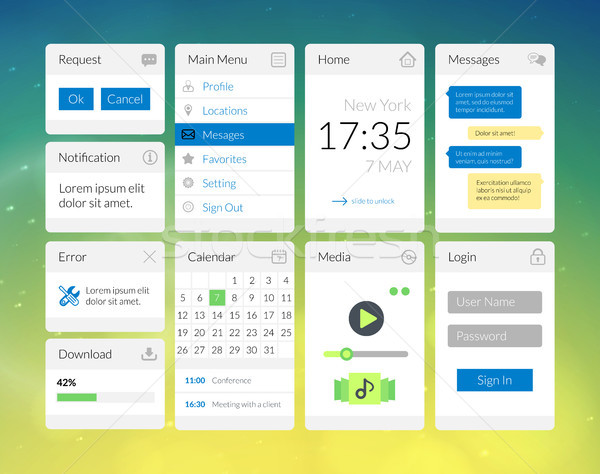 Zdjęcia stock: Komórkowych · interfejs · elementy · kolorowy · tapety · projektu