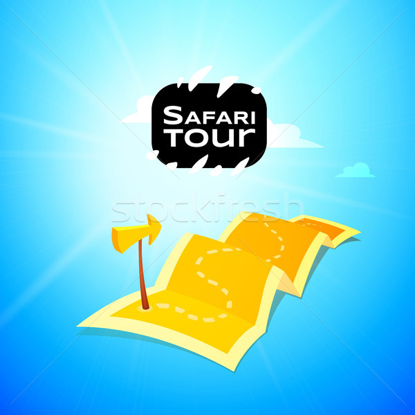 Sfari concept logo, long route in travel map with guide marker Stock photo © sidmay