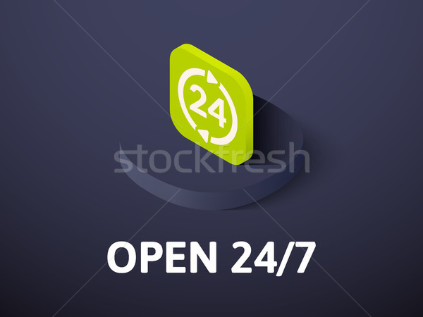 Open 24-7 isometric icon, isolated on color background Stock photo © sidmay