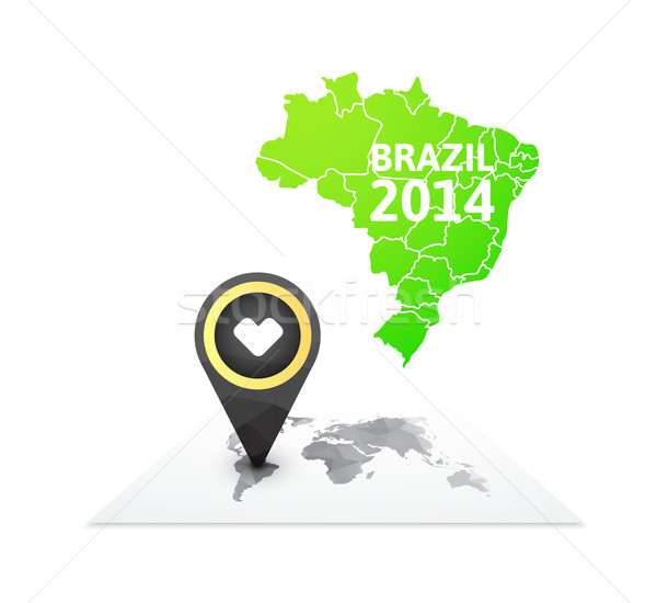 World map with a marker on Brazil Stock photo © sidmay