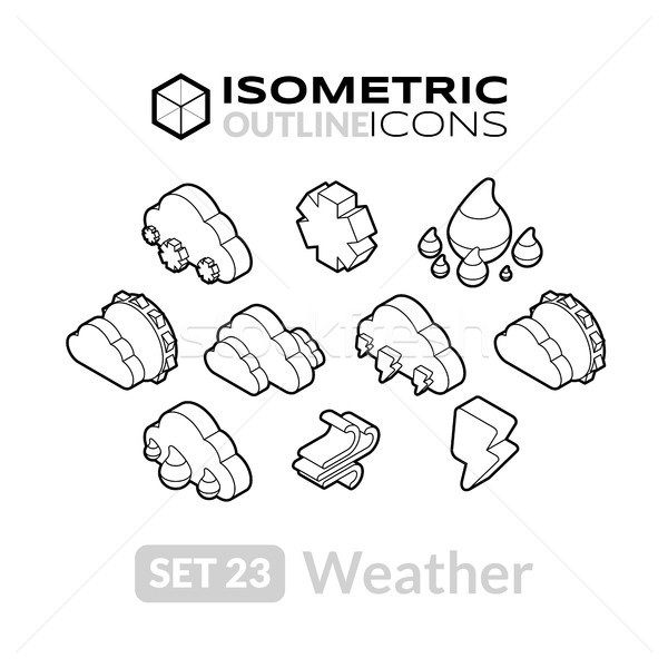 Isometric outline icons set 23 Stock photo © sidmay