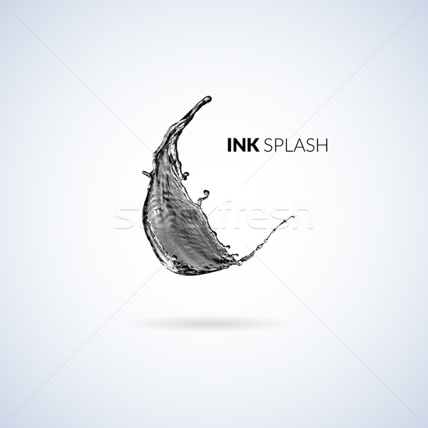 Black ink paint or oil splash isolated on white Stock photo © sidmay