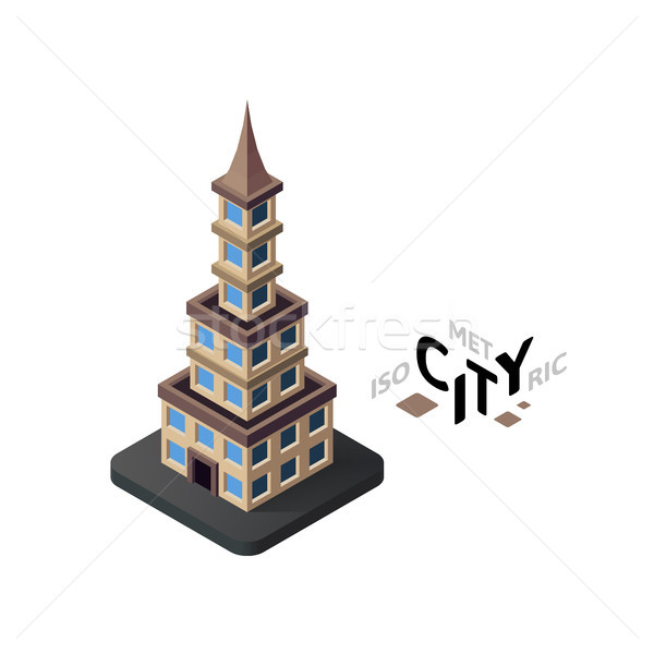 Isometric urban tower icon, building city infographic element, vector illustration Stock photo © sidmay