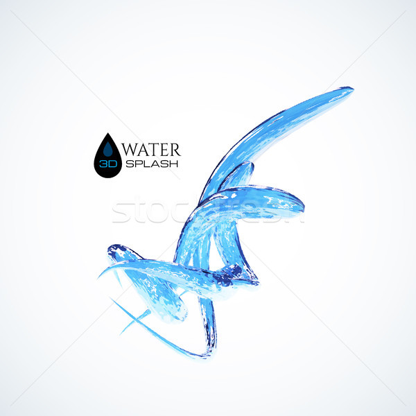 Blue 3D water splash isolated on white Stock photo © sidmay