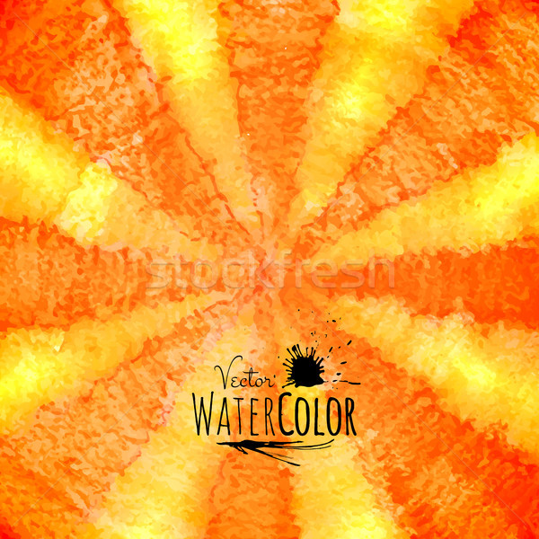 Watercolor striped radiant pattern, yellow orange and red colors Stock photo © sidmay