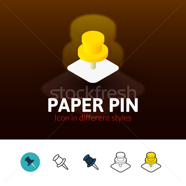 Paper pin icon in different style Stock photo © sidmay