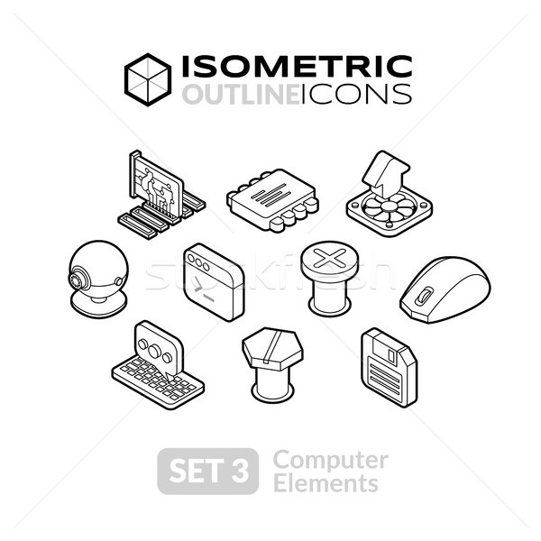 Сток-фото: изометрический · иконки · 3D · пиктограммы