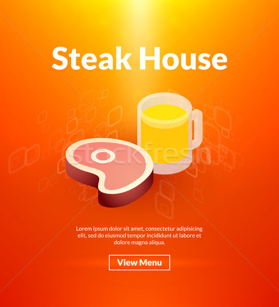 Steak house poster of isometric color design Stock photo © sidmay