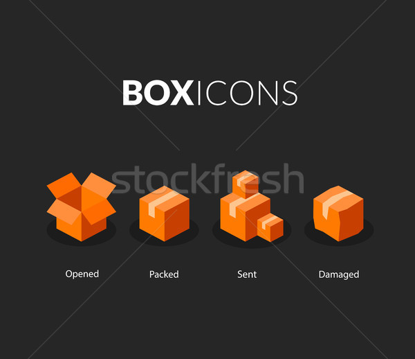 Stock photo: Box logo template, flat icons set