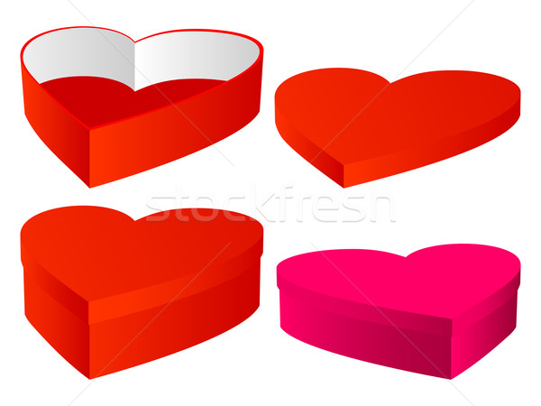 Cajas de regalo forma corazones objetos aislados blanco amor Foto stock © Silanti