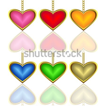 Establecer multicolor corazones blanco Foto stock © Silanti