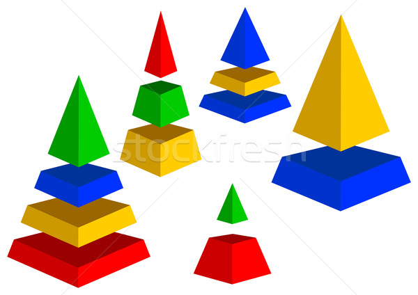 Pirámides poco blanco diferente color tamaño Foto stock © Silanti