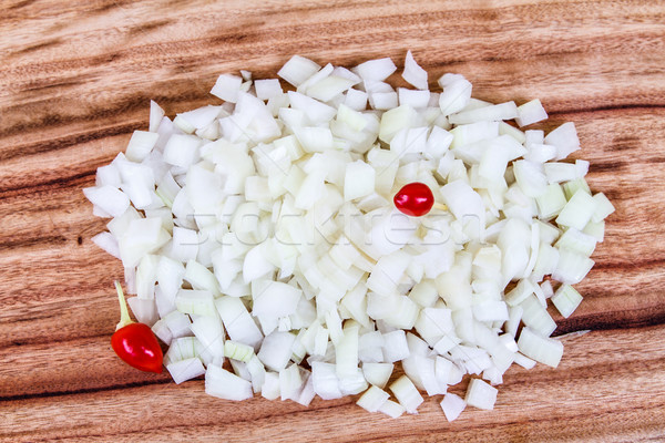 Diced White Onion with Chillis Stock photo © silkenphotography