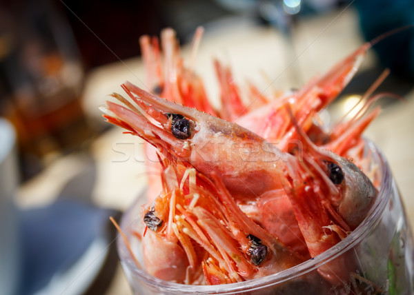 Pinte crevettes verre plein fraîches rouge Photo stock © silkenphotography
