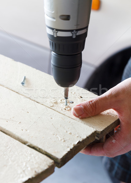 Stock photo: Drilling Screw into Wood