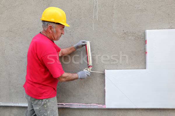 Construction site, styrofoam insulation Stock photo © simazoran