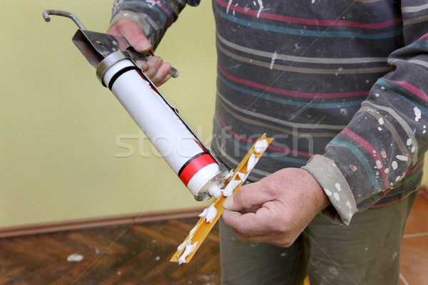 Silicone lijm loodgieter patroon aluminium tegel Stockfoto © simazoran