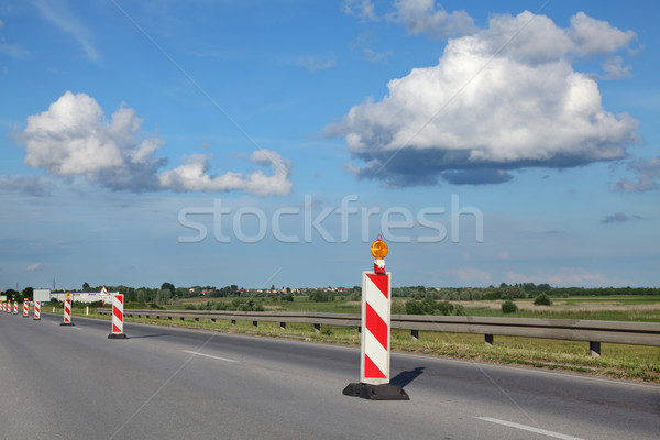 дорожное строительство дорожный знак шоссе реконструкция Blue Sky Сток-фото © simazoran