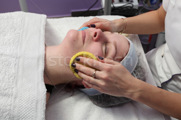 Beauty treatment of young female face Stock photo © simazoran