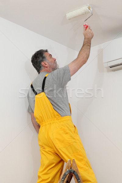 Worker painting ceiling in room Stock photo © simazoran