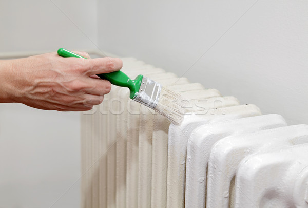 Schilderij retro witte radiator borstel verf Stockfoto © simazoran