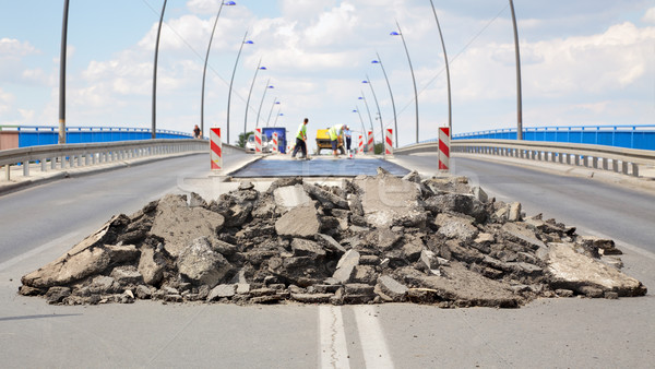 Asfalt yol köprü yeniden yapılanma üzücü Stok fotoğraf © simazoran