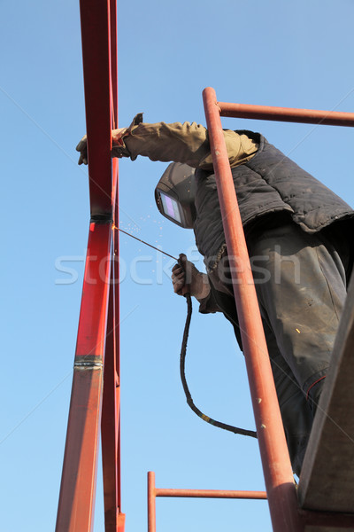 Industrie Schweißen Baustelle Arbeitnehmer Metall Rohr Stock foto © simazoran