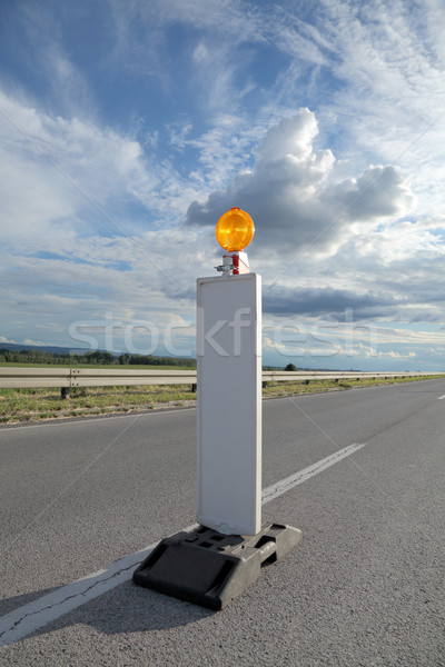 Stockfoto: Wegenbouw · plaats · verkeersbord · snelweg · wederopbouw · dramatisch