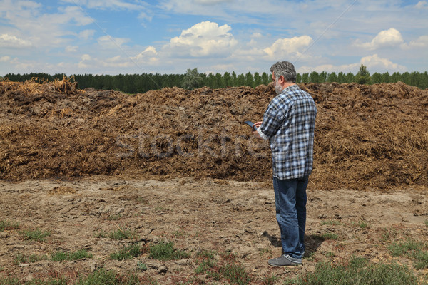 Stock foto: Landwirt · Heap · Bereich · Kuh · bereit