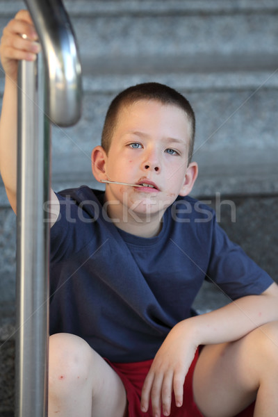 Boy and ice cream Stock photo © simazoran