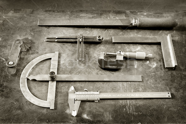 Schlosser Werkzeuge Jahrgang Winkel Tool Arbeit Stock foto © simazoran