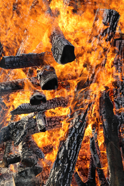 Tűz égő közelkép fából készült narancs piros Stock fotó © simazoran