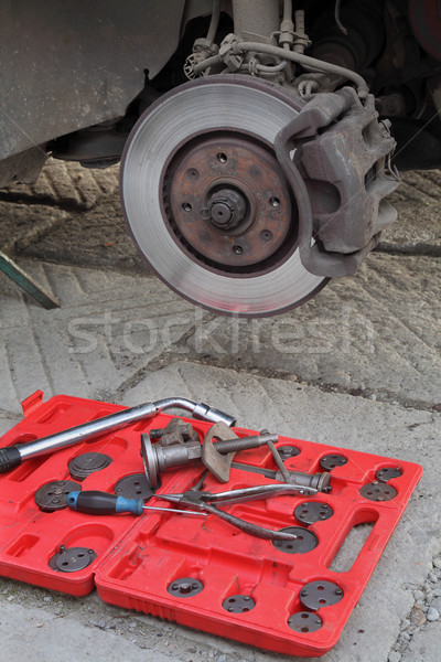 Foto stock: Carro · mecânico · ferramentas · disco · chave · inglesa · especial
