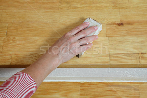 Wooden stairs sanding Stock photo © simazoran